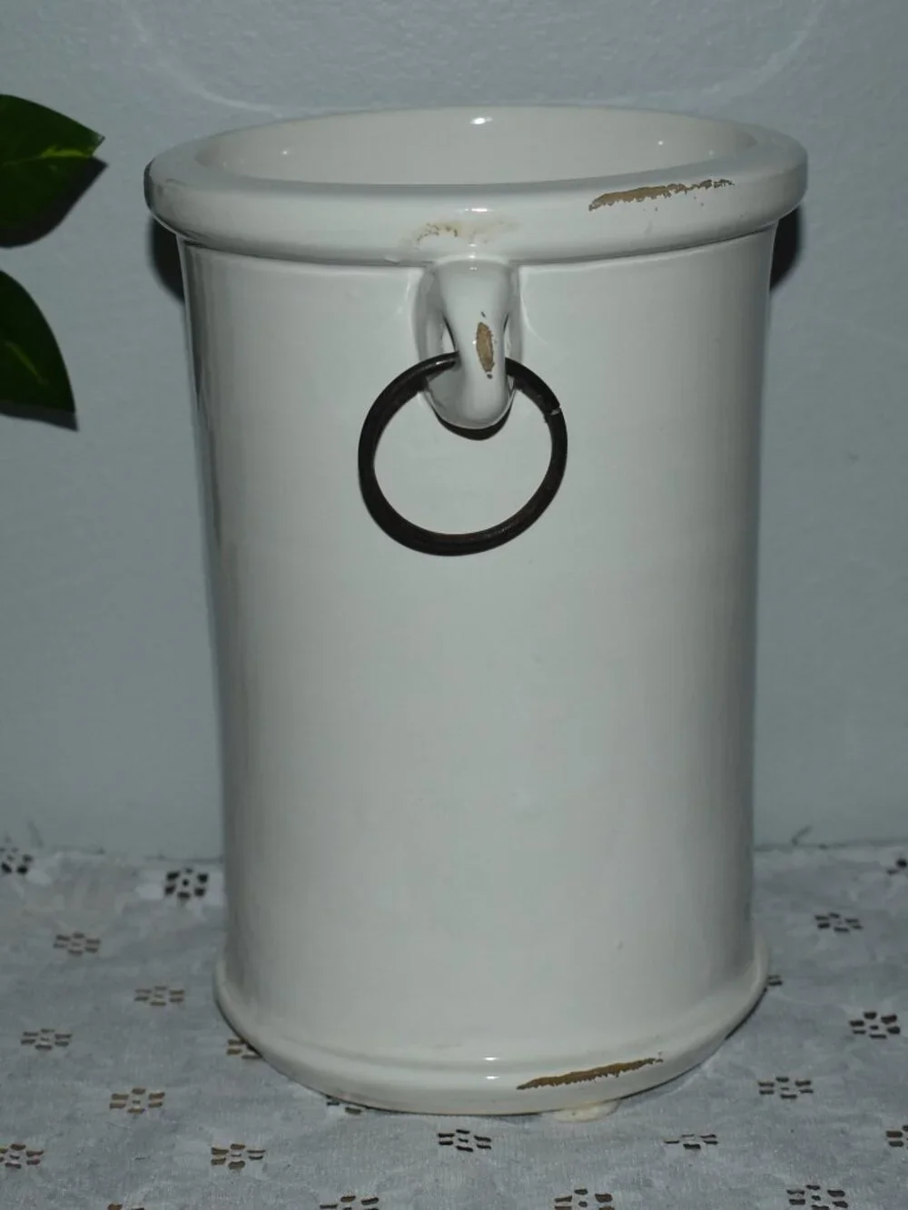 Vintage Pottery Barn Italian Ceramic Crock Wine Chiller Kitchen Utensil Holder
